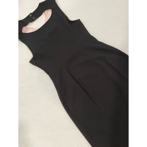 ~ Anthropologie 00 Cocktail Mini Dress Black Cutout Collar Lined Sleeveless XS - Picture 12 of 15